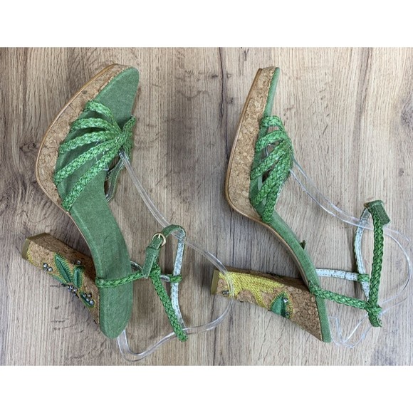 Rampage Emotion Women’s Heeled Sandals Size 10 M Green Rhinestone Embroidered - Picture 10 of 16